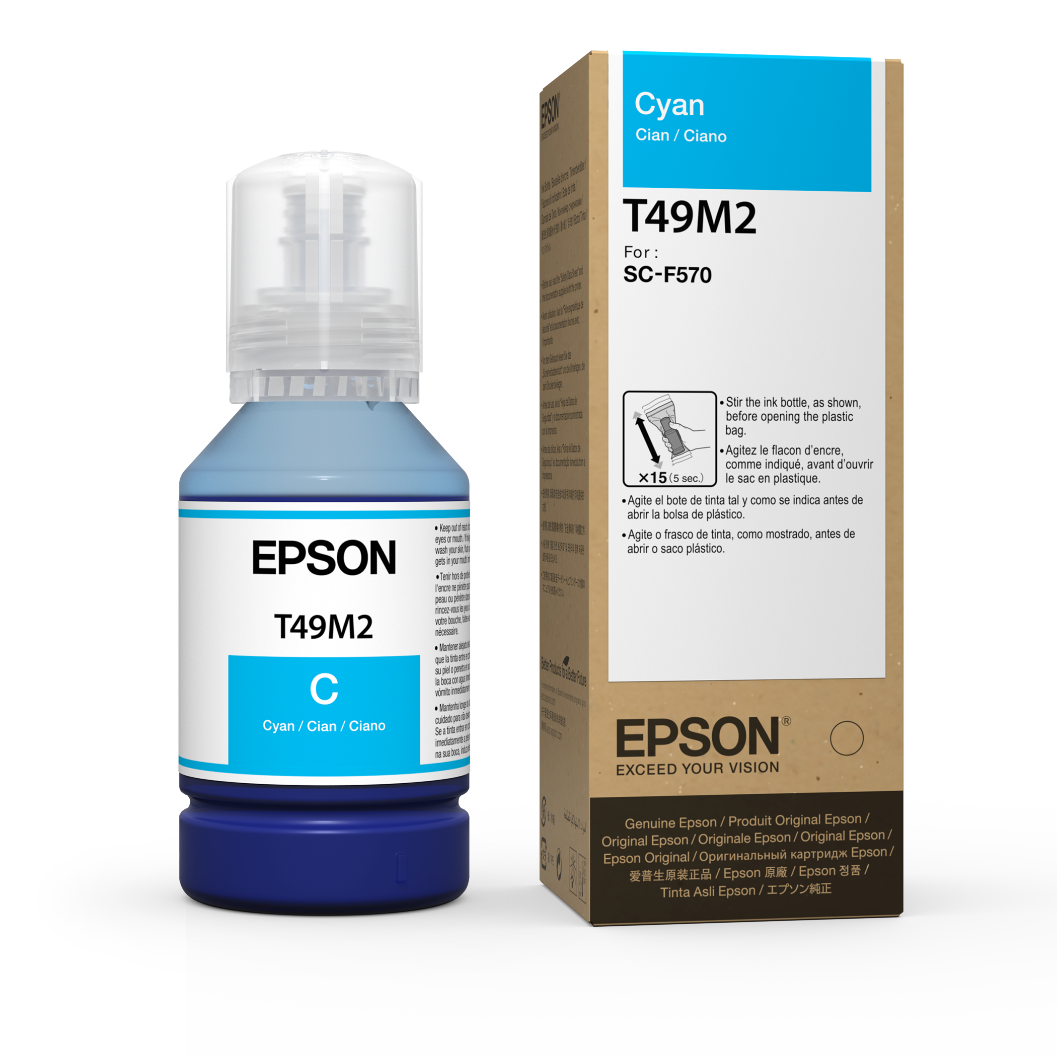 Epson 140ml T49M UltraChrome Dye Sub Ink - Cyan (T49M220)