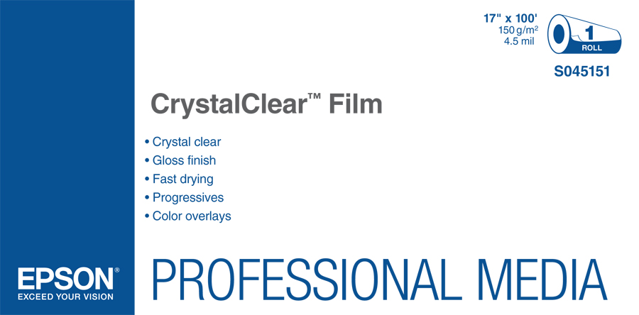 Epson CrystalClear Film - 17" x 100' Roll (S045151)