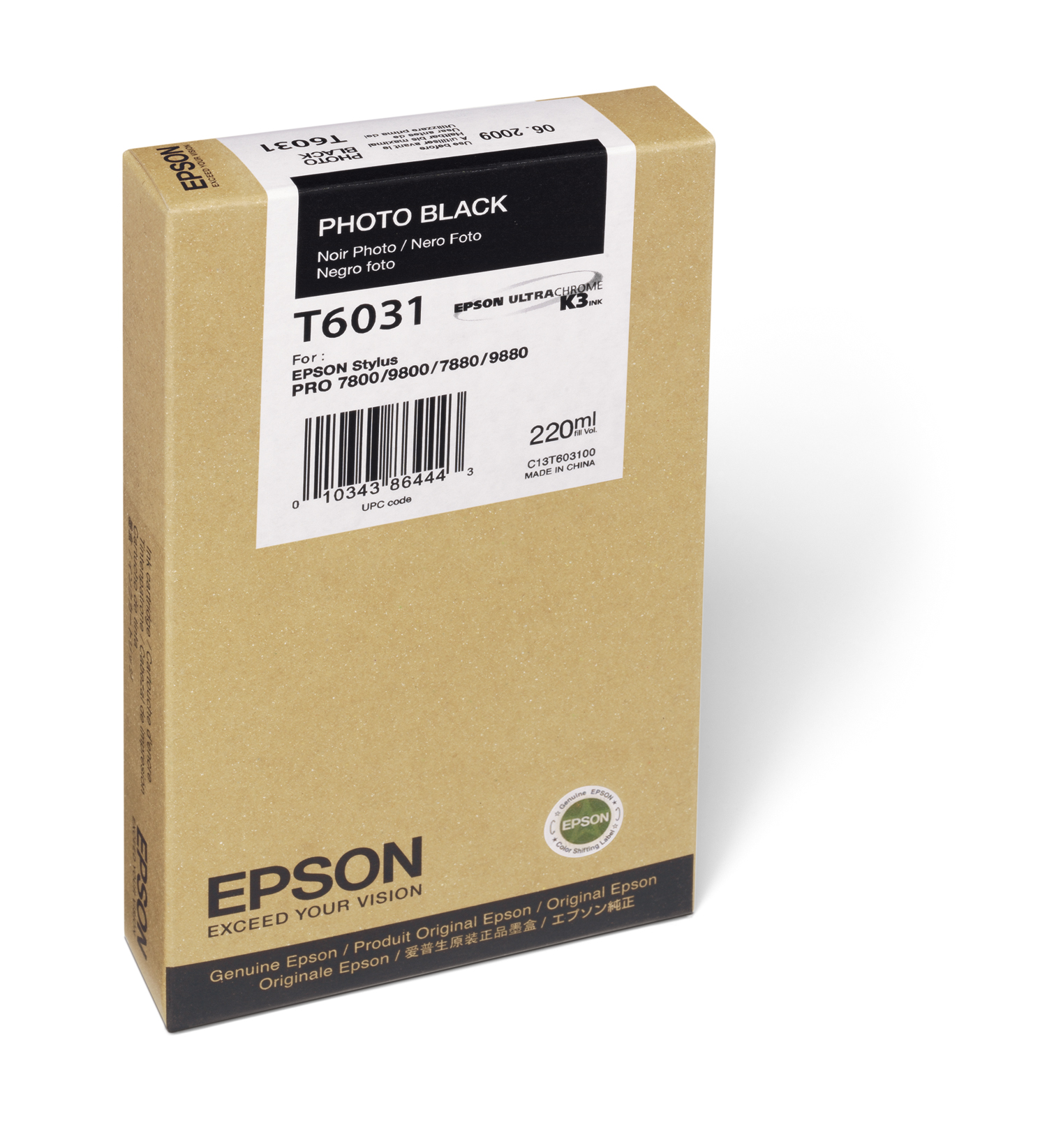 Epson 7800/7880/9800/9880 Photo Black Ink UltraChrome (220ml) (T603100)