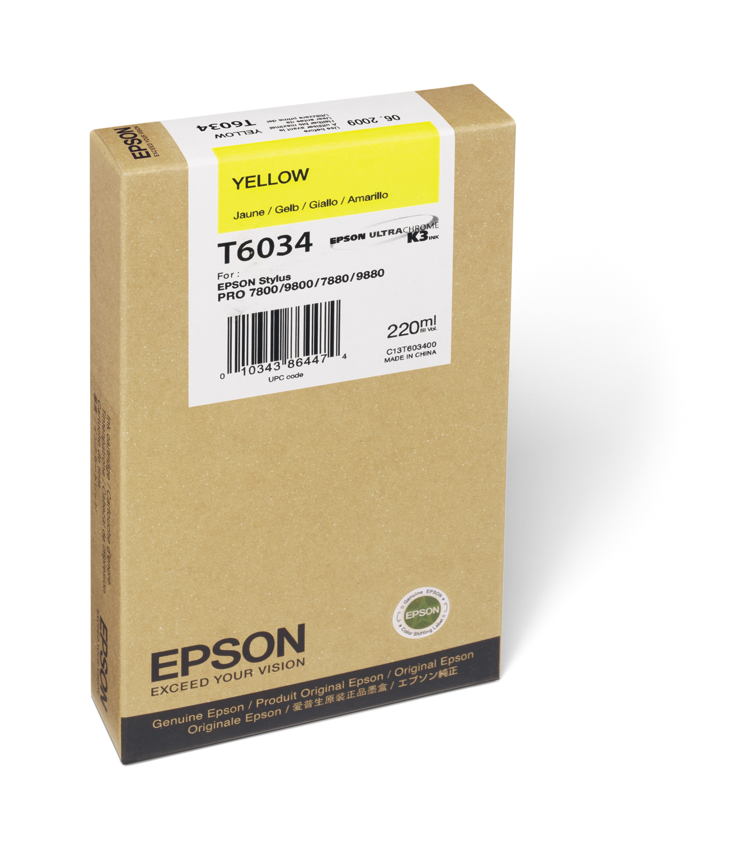 Epson 7800/7880/9800/9880 Yellow Ink UltraChrome (220ml) (T603400)