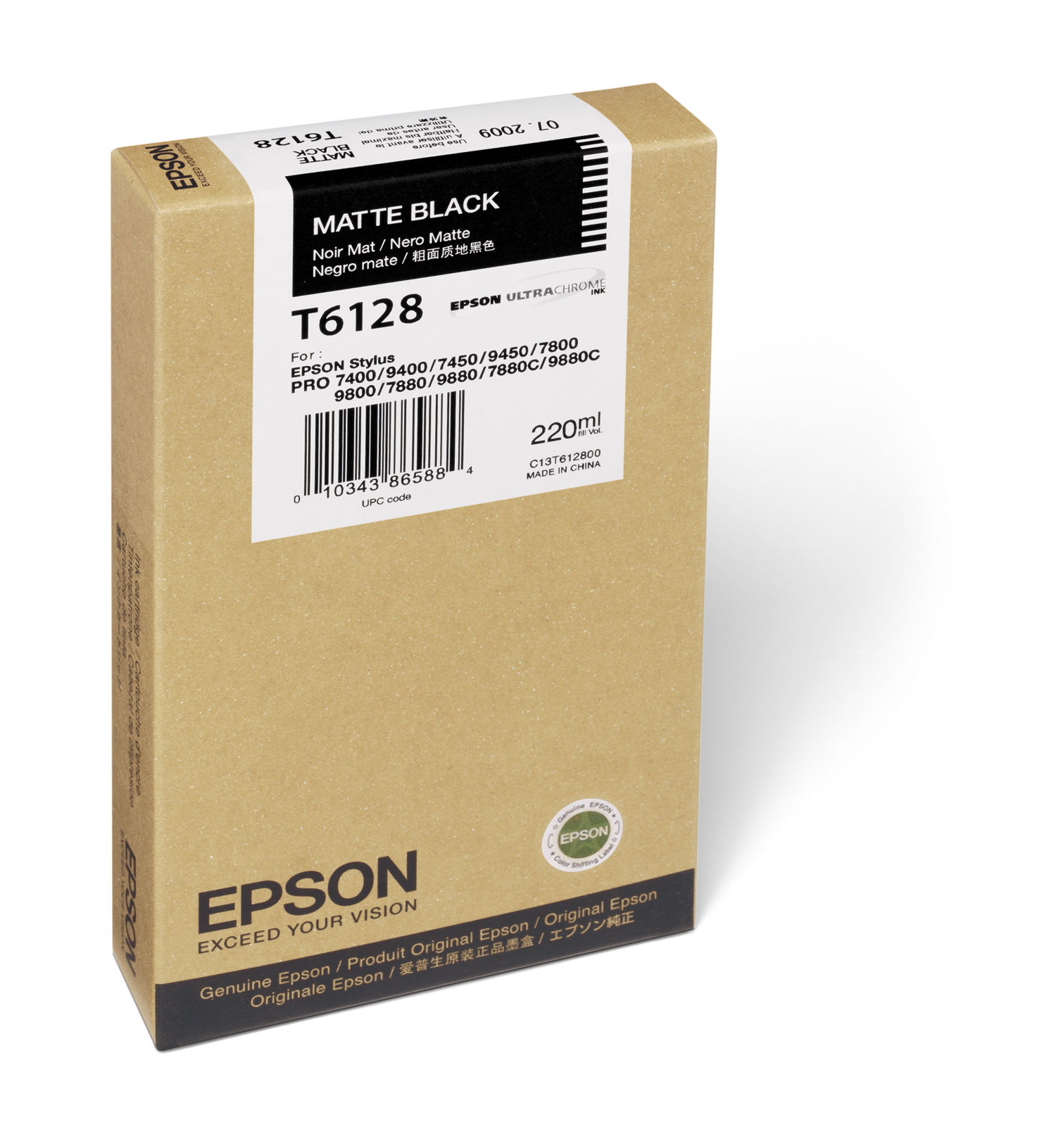 Epson 7800/7880/9800/9880 Matte Black Ink UltraChrome (220ml) (T612800)