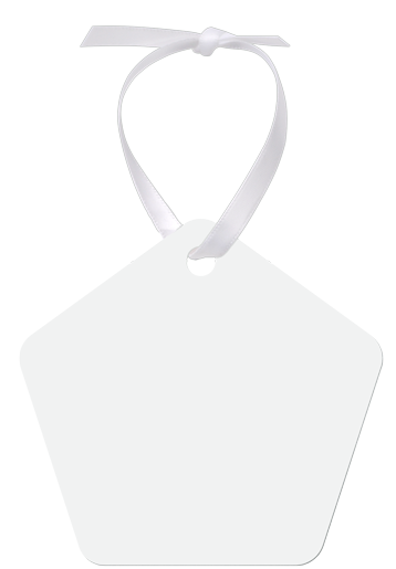 Unisub 2.86" x 2.7" Pentagon Aluminum Ornament 1 Sided with White Ribbon